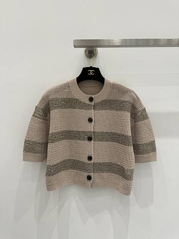 Fortok Brunello Cucinelli  dazzling stripes cropped Cardigan Knitwear 02