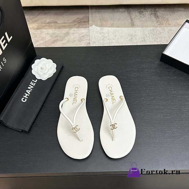 Fortok Chanel Thong Flip-flops White - 1