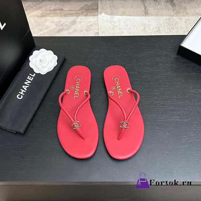Fortok Chanel Thong Flip-flops Red - 1