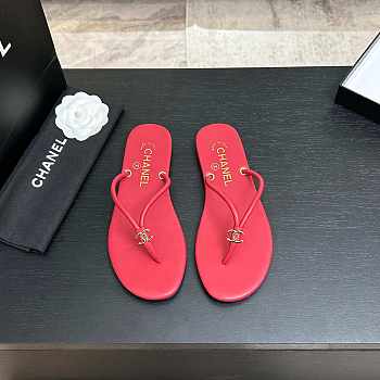 Fortok Chanel Thong Flip-flops Red