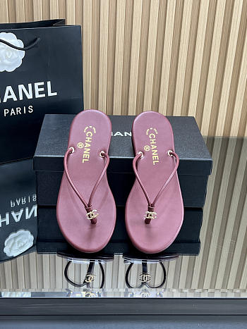 Fortok Chanel Thong Flip-flops Burgundy