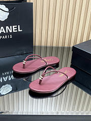 Fortok Chanel Thong Flip-flops Burgundy - 6