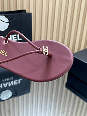 Fortok Chanel Thong Flip-flops Burgundy - 2