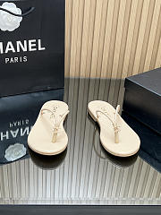 Fortok Chanel Thong Flip-flops Beige - 5