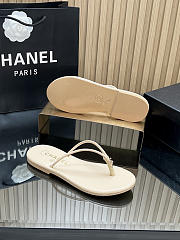 Fortok Chanel Thong Flip-flops Beige - 4