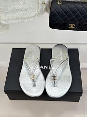 Fortok Chanel Thong Flip-flops Silver - 1