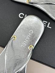Fortok Chanel Thong Flip-flops Silver - 6