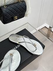 Fortok Chanel Thong Flip-flops Silver - 3