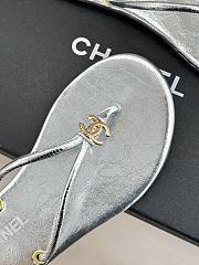 Fortok Chanel Thong Flip-flops Silver - 2