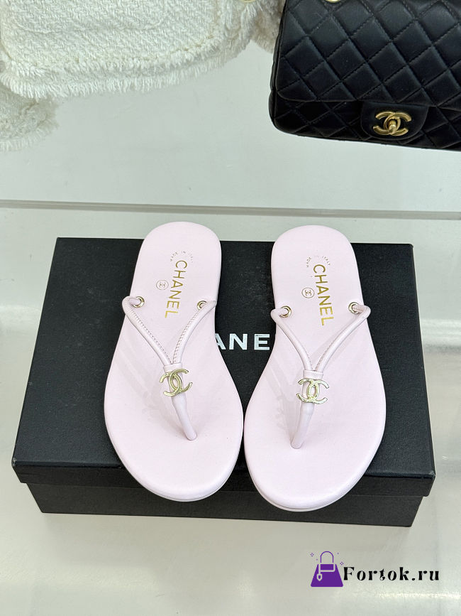 Fortok Chanel Thong Flip-flops Light Pink - 1