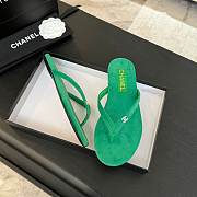 Fortok Chanel Thong Flip-flops Light Pink Suede Green - 5