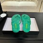 Fortok Chanel Thong Flip-flops Light Pink Suede Green - 2