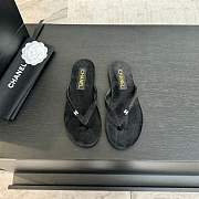 Fortok Chanel Thong Flip-flops Light Pink Suede Black - 1