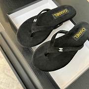 Fortok Chanel Thong Flip-flops Light Pink Suede Black - 5