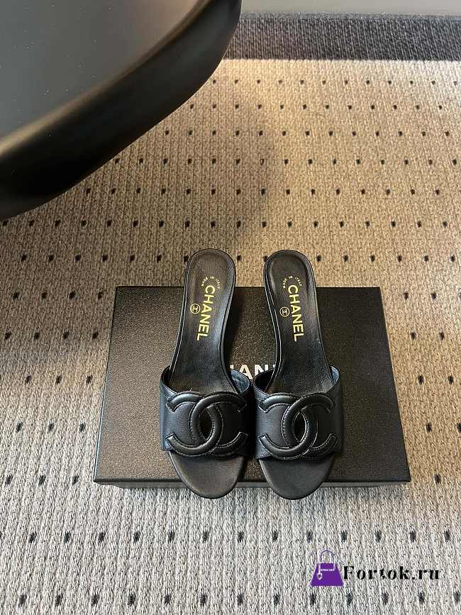 Fortok Chanel CC logo slides Black 4.5cm - 1