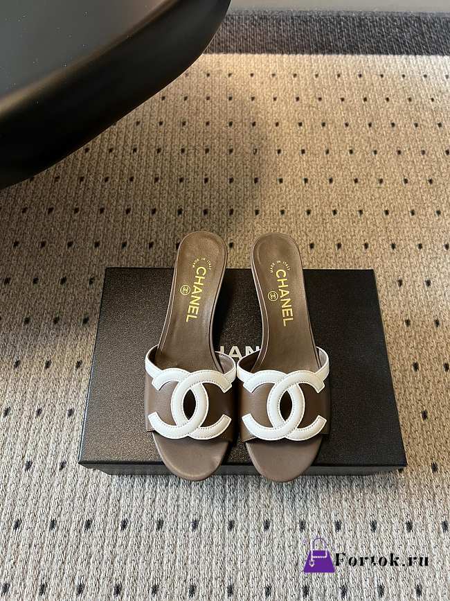 Fortok Chanel CC logo slides Brown 4.5cm - 1