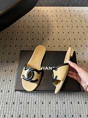Fortok Chanel CC logo slides Flat Beige - 4