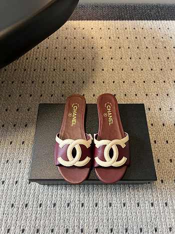 Fortok Chanel CC logo slides Flat Burgundy