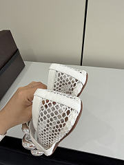 Fortok Alaïa Leather-trimmed Fishnet Ballet Flats White - 6
