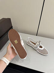 Fortok Alaïa Leather-trimmed Fishnet Ballet Flats White - 5