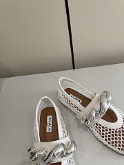 Fortok Alaïa Leather-trimmed Fishnet Ballet Flats White - 4