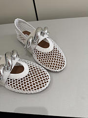 Fortok Alaïa Leather-trimmed Fishnet Ballet Flats White - 3