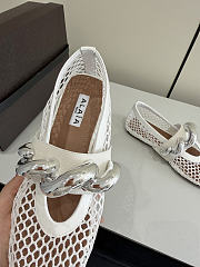 Fortok Alaïa Leather-trimmed Fishnet Ballet Flats White - 2