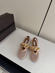 Fortok Alaïa Leather-trimmed Fishnet Ballet Flats Beige - 1