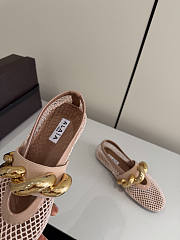 Fortok Alaïa Leather-trimmed Fishnet Ballet Flats Beige - 5