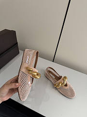 Fortok Alaïa Leather-trimmed Fishnet Ballet Flats Beige - 4