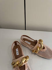 Fortok Alaïa Leather-trimmed Fishnet Ballet Flats Beige - 3