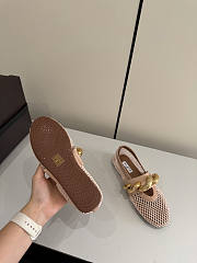 Fortok Alaïa Leather-trimmed Fishnet Ballet Flats Beige - 2