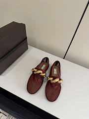 Fortok Alaïa Leather-trimmed Fishnet Ballet Flats Burgundy - 1