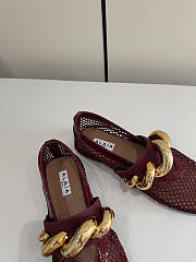Fortok Alaïa Leather-trimmed Fishnet Ballet Flats Burgundy - 5