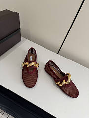 Fortok Alaïa Leather-trimmed Fishnet Ballet Flats Burgundy - 4