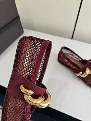 Fortok Alaïa Leather-trimmed Fishnet Ballet Flats Burgundy - 3