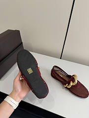 Fortok Alaïa Leather-trimmed Fishnet Ballet Flats Burgundy - 2