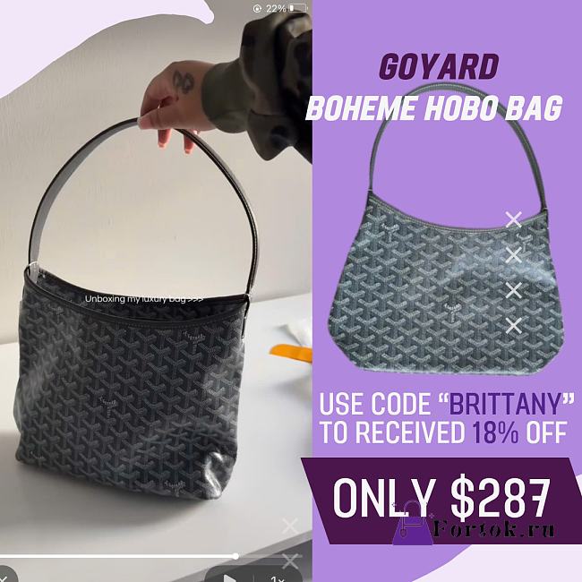 Fortok Goyard Boheme Hobo bag Grey Goyardine Canvas 26cm x 11cm x 22cm - 1