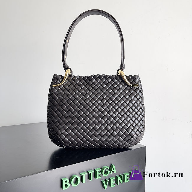 Fortok Bottega Veneta Intrecciato Clicker Bag Dark Chocolate Brown 28*10*24cm - 1