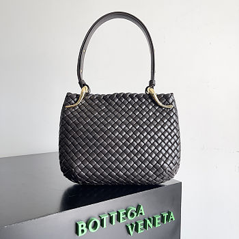 Fortok Bottega Veneta Intrecciato Clicker Bag Dark Chocolate Brown 28*10*24cm