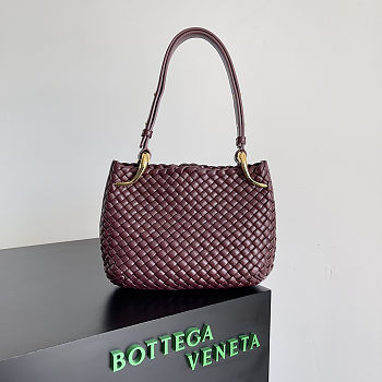 Fortok Bottega Veneta Intrecciato Clicker Bag Burgundy 28*10*24cm