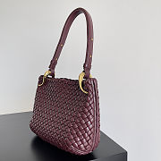 Fortok Bottega Veneta Intrecciato Clicker Bag Burgundy 28*10*24cm - 6
