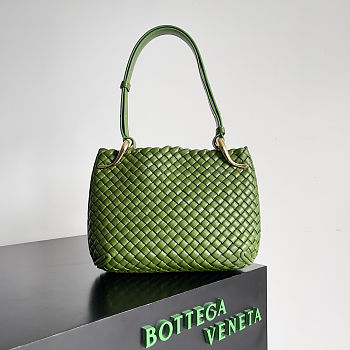 Fortok Bottega Veneta Intrecciato Clicker Bag Green 28*10*24cm