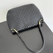 Fortok Bottega Veneta Clicker Bag Black Woven Leather 36*12*30cm - 3