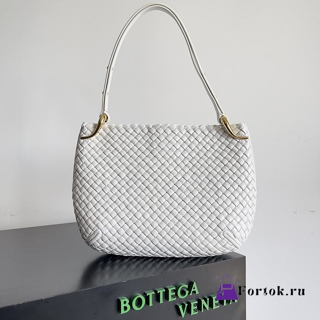 Fortok Bottega Veneta Clicker Bag White Woven Leather 36*12*30cm - 1