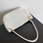Fortok Bottega Veneta Clicker Bag White Woven Leather 36*12*30cm - 4