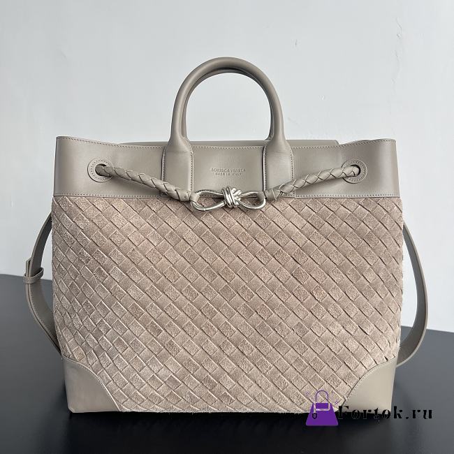 Fortok Bottega Veneta Andiamo Voyager Suede Soft Taupe Beige 43*39*20cm - 1
