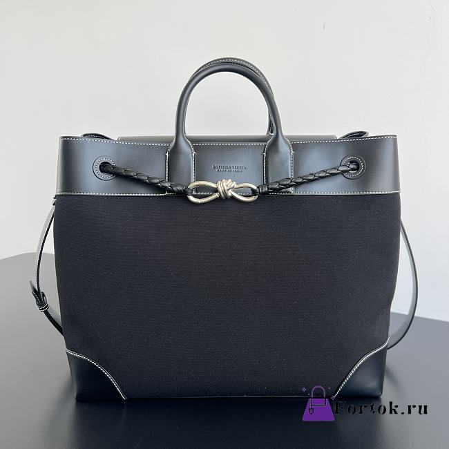 Fortok Bottega Veneta Andiamo Voyager Leather Trimmed Black 43*39*20cm - 1