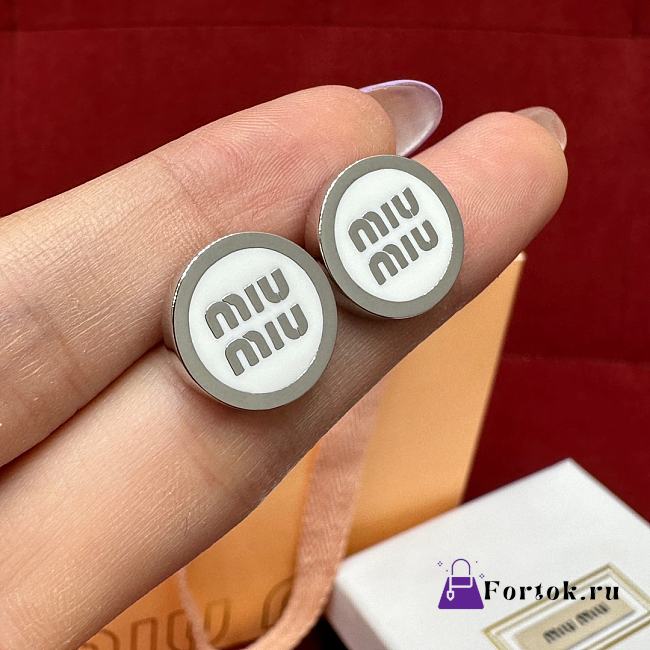 Fortok Miu Miu Earrings Silver/ White Pendant - 1