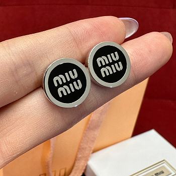 Fortok Miu Miu Earrings Silver/ Black Pendant